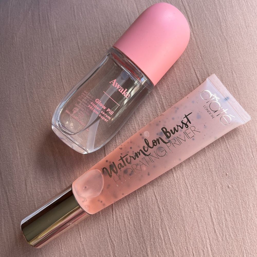 Awake Glow Pill serum by Tarte & Ciaté watermelon burst hydrating primer bundle